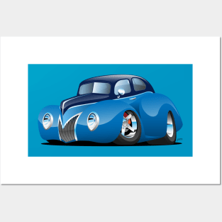 30's American Street Rod Custom Coupe Cartoon Posters and Art